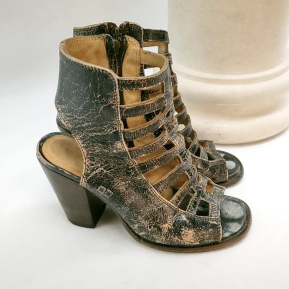 Bed Stu Shoes - BED|STU OCCAM Peep Toe Heel in Black Lux Sz9 (Fits Between size 8.5 and 9)